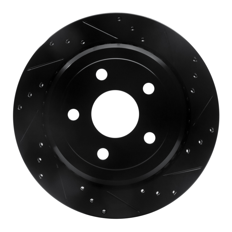 Dodge Durango Brake Rotor (1) - Rear Right - R1 Concepts - Drilled & Slotted - Black - `11-`25